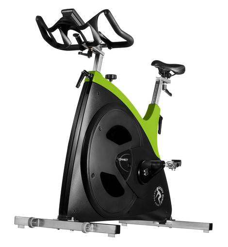 body bike connect spin bike green side view