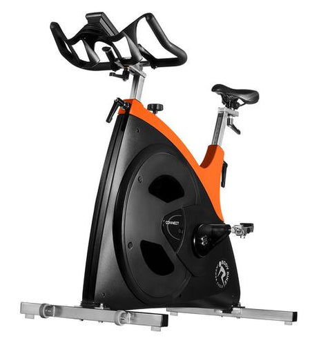 Load image into Gallery viewer, body bike connect spin bike orange side view
