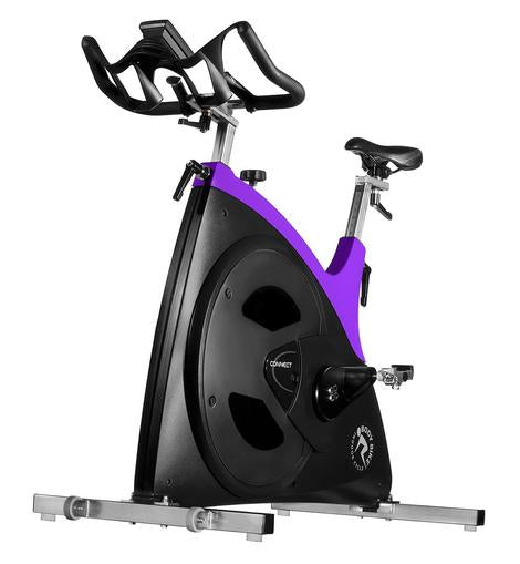 body bike connect spin bike purple side view
