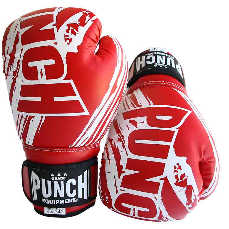 Punch Mini Junior Boxing Gloves red front and back view