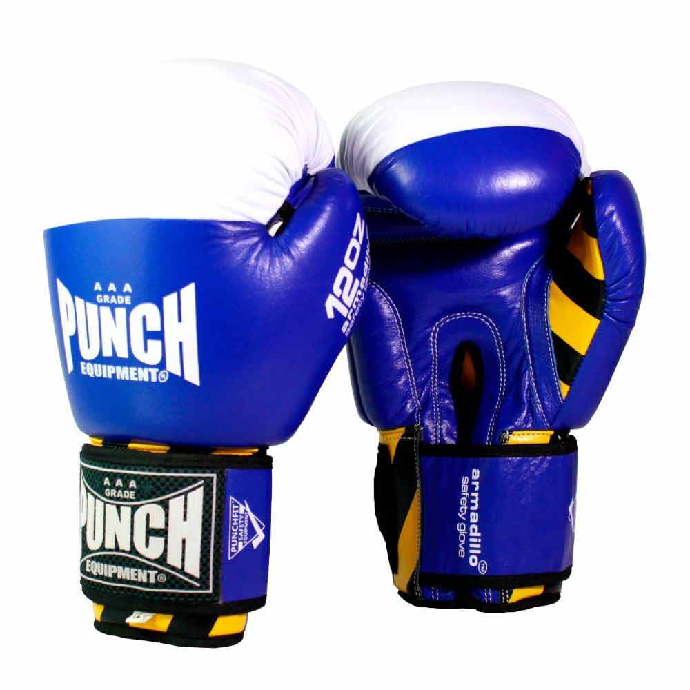 Punch Armadillo Boxing Gloves blue front and back view