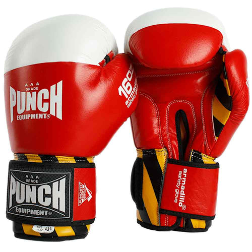 Load image into Gallery viewer, Punch Armadillo Boxing Gloves red front and back view
