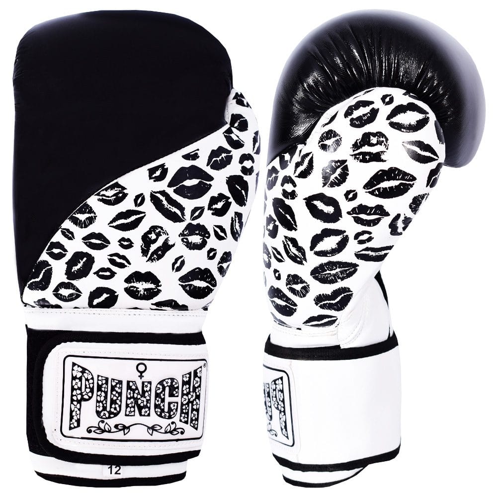 Punch Urban Lip Boxing Gloves black front and back view