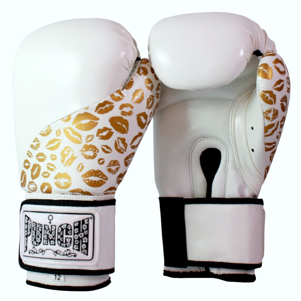 Punch Urban Lip Boxing Gloves white front and back view