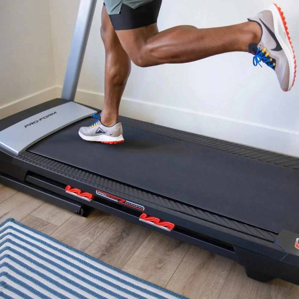 Proform Trainer 14 Treadmill close up on running area while in use by man