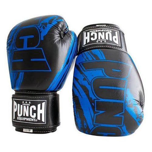 Load image into Gallery viewer, Punch Neon Thai Boxing Gloves blue front and back view
