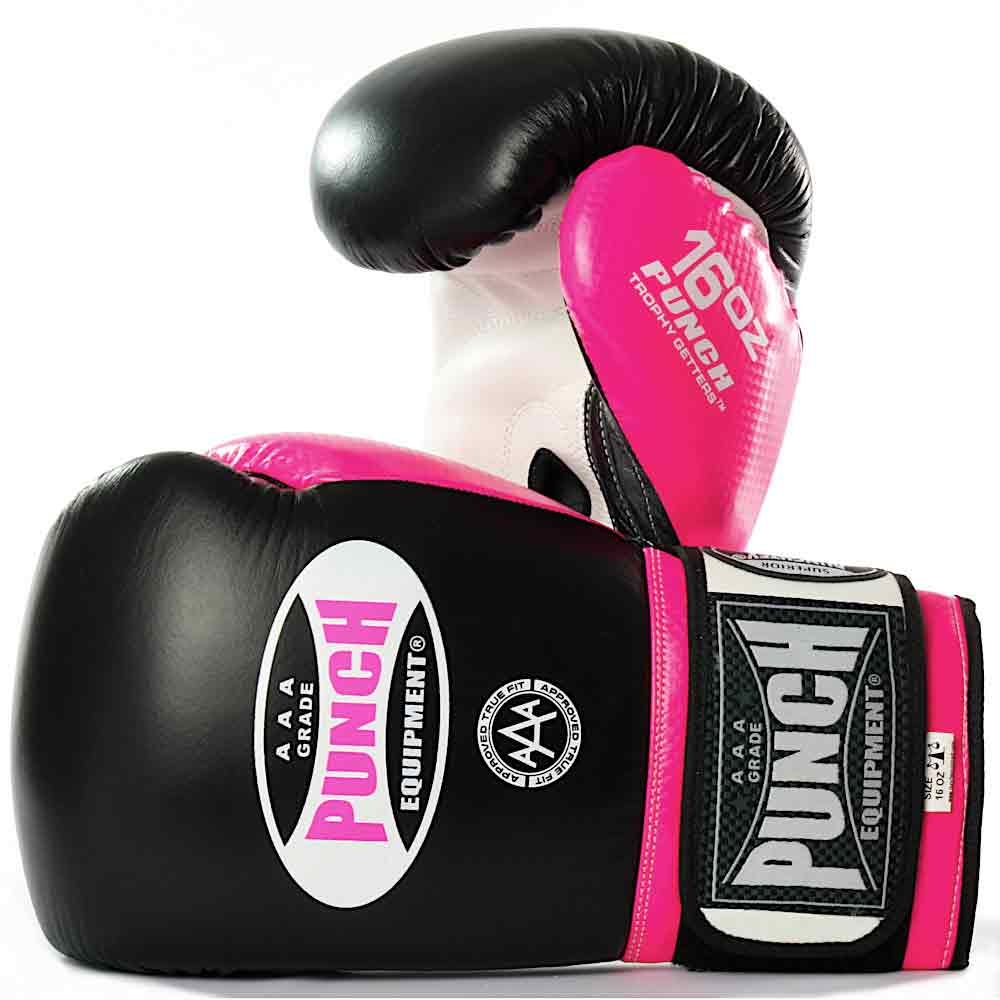 Punch Trophy Getter Boxing Glove pink front and back view