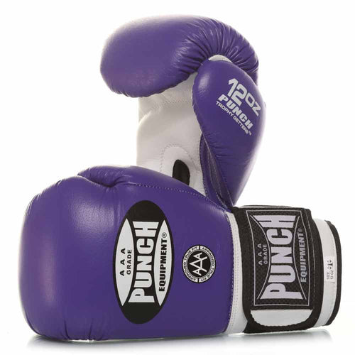 Load image into Gallery viewer, Punch Trophy Getter Boxing Glove purple front and back view
