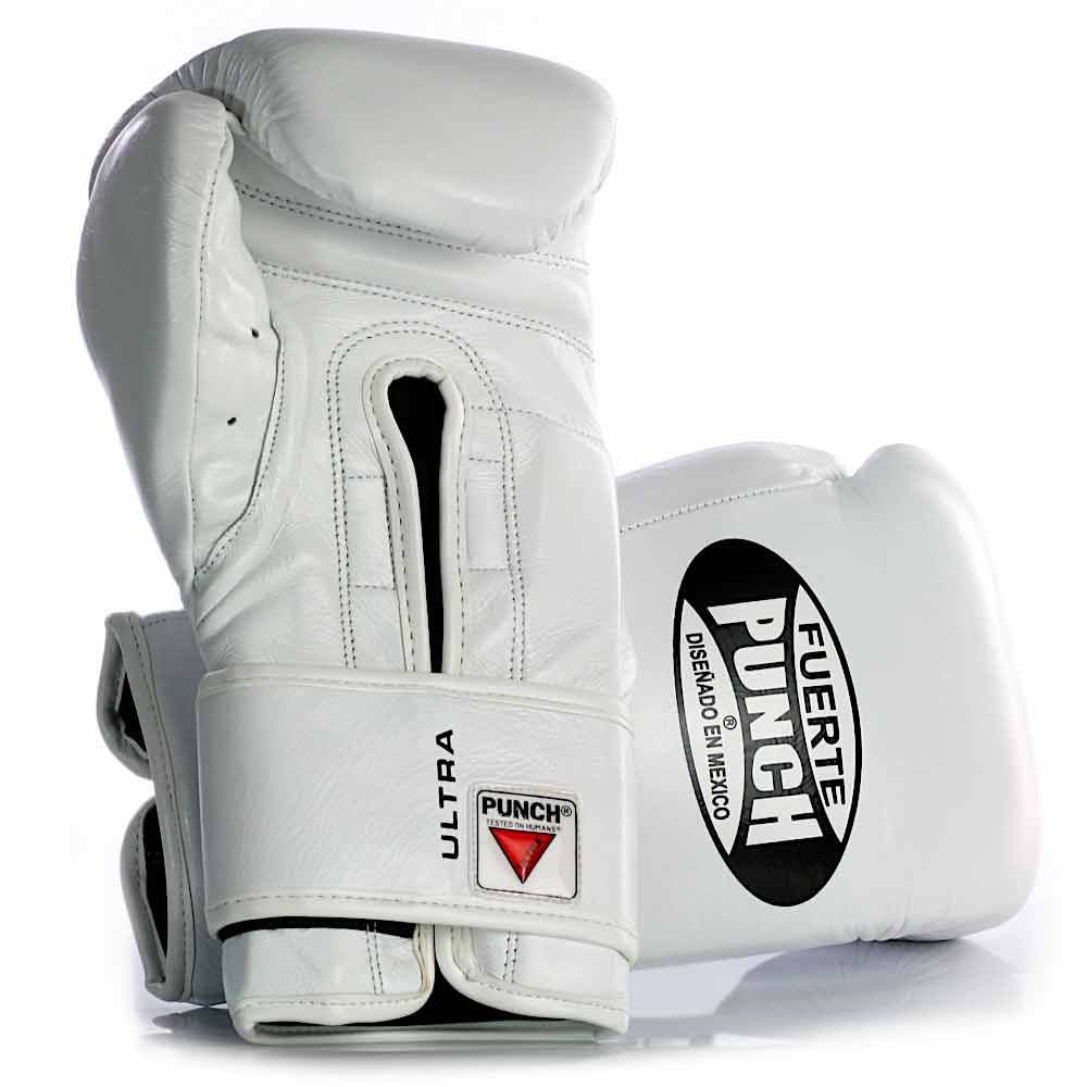 Punch Mexican Ultra Relaxed Boxing Gloves white back and front view