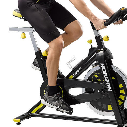 Load image into Gallery viewer, horizon gr3 spin bike with man side view closeup
