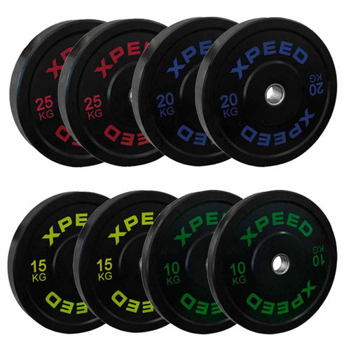 Load image into Gallery viewer, 140kg Xpeed Bumper Package all four weight plates

