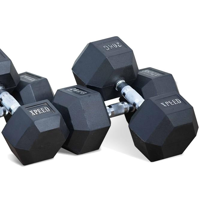 Xpeed 2 Tier Rack + 100kg Rubber Hex Dumbbell Package