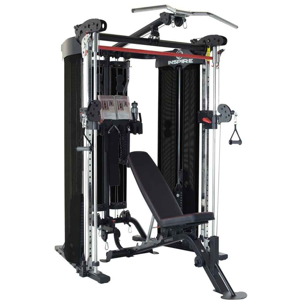 Inspire FT2 Functional Trainer Package front view with bench