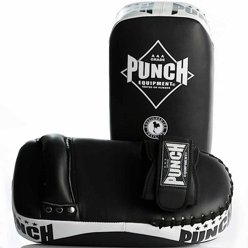 Load image into Gallery viewer, Punch Black Diamond Precision Thai Pads front and rear view
